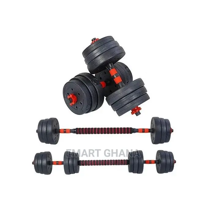 20KG Adjustable Gym Dumbbell Set + Free Barbell Rod - Black