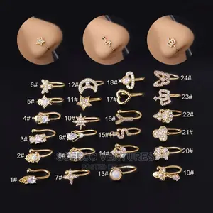 Diamond Inlaid Hole-Free Piercing Nose Ring