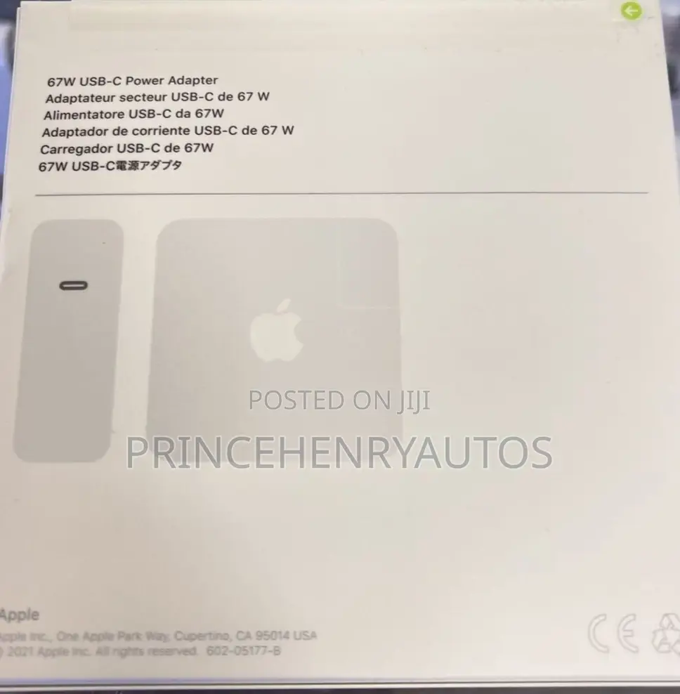 Apple 67w Usb C Power Adapter A2518 Mku63am/A