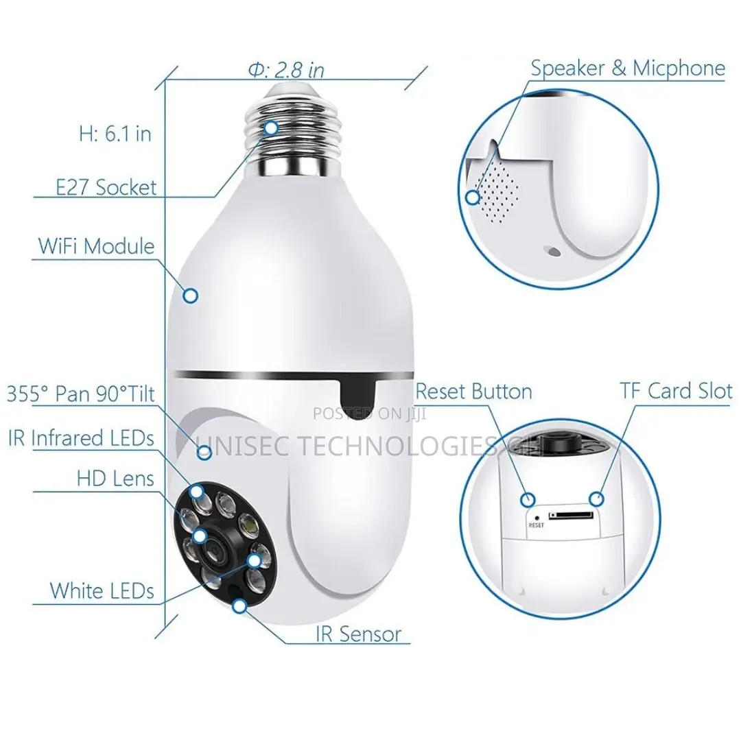 3mp Cctv Light Bulb Ptz Camera 1080p