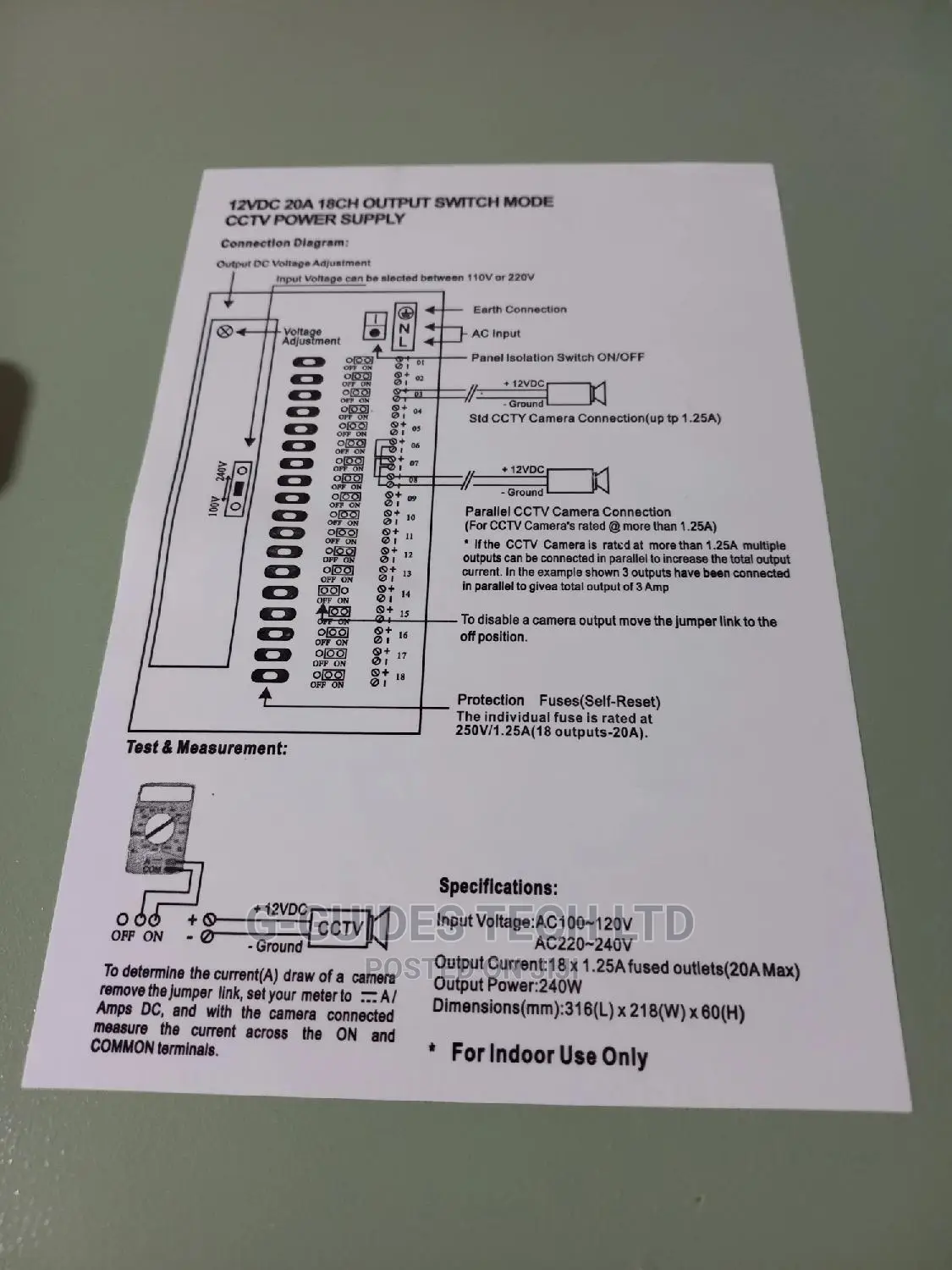12V 20A CCTV Power Supply 18ch, 12V 20A CCTV Power Supply