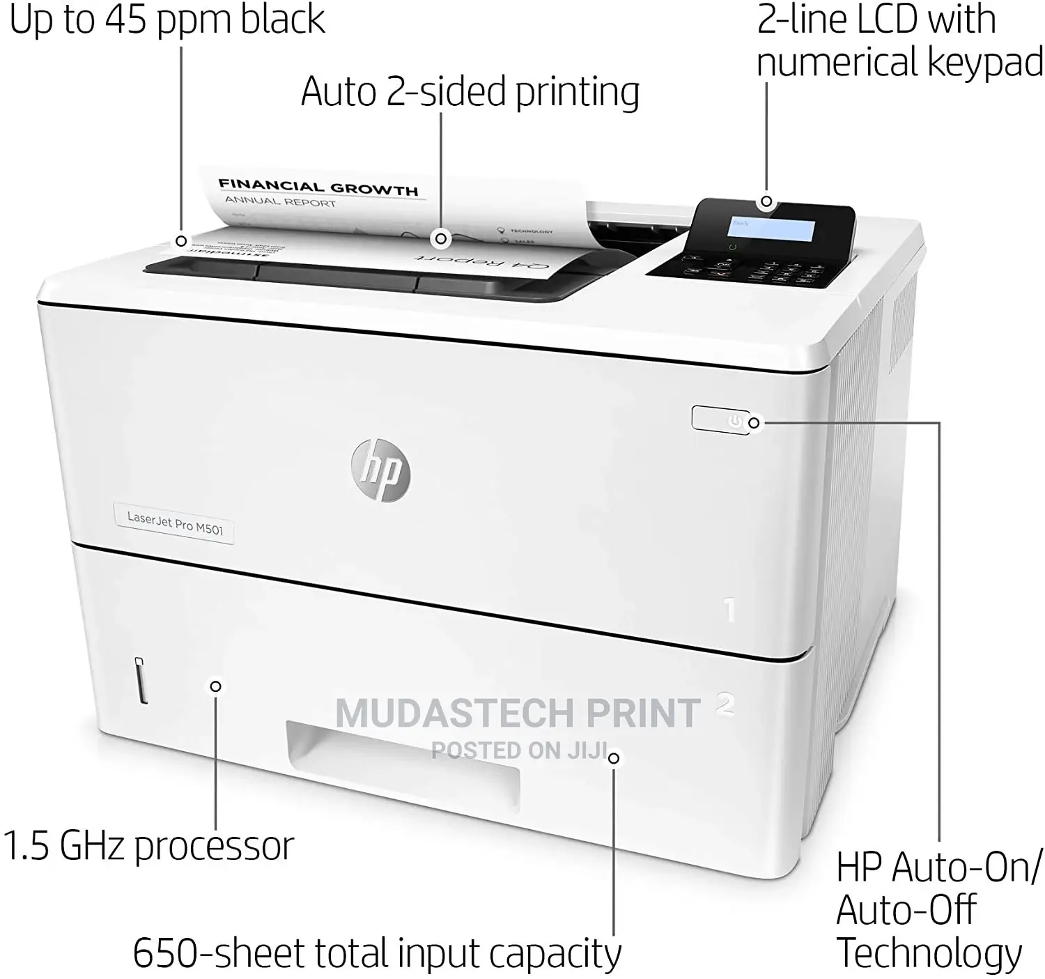 Hp Laserjet Pro 506 Black /White Automatic Duplex Printer.
