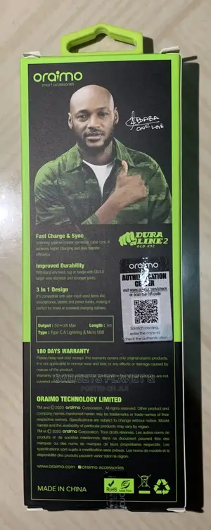 Oraimo 3in1 3a Quick Charge Data Cable Duraline 3/ Ocd-X93