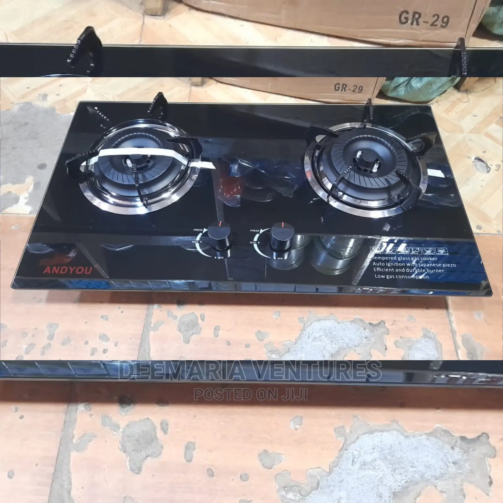 AYGAZ Built in 2 Burner Auto Ignition Glass Top Gas Hob