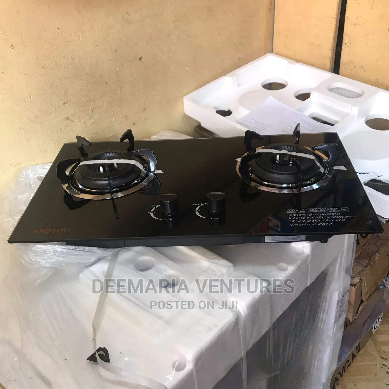 AYGAZ Built in 2 Burner Auto Ignition Glass Top Gas Hob