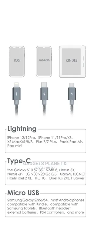 Tecno 3 in 1 Charging Data Cable - 1m