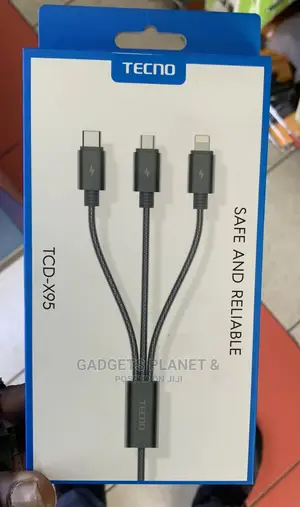 Tecno 3 in 1 Charging Data Cable - 1m
