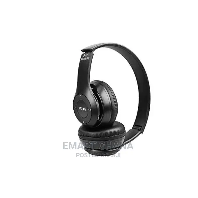 P47 Bluetooth Wireless Headphone - Black + Free OFIA