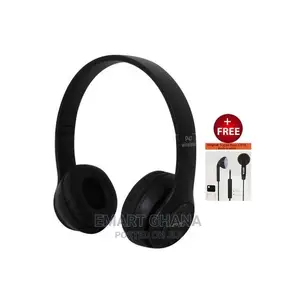 P47 Bluetooth Wireless Headphone - Black + Free OFIA