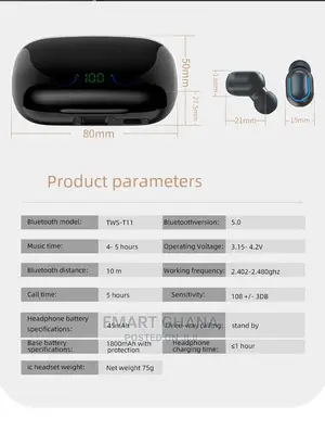 Bluetooth 5.0 TWS In-Ear Earphones, Wireless Earbuds - B