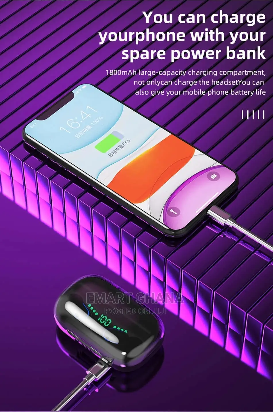 Bluetooth 5.0 TWS In-Ear Earphones, Wireless Earbuds - B