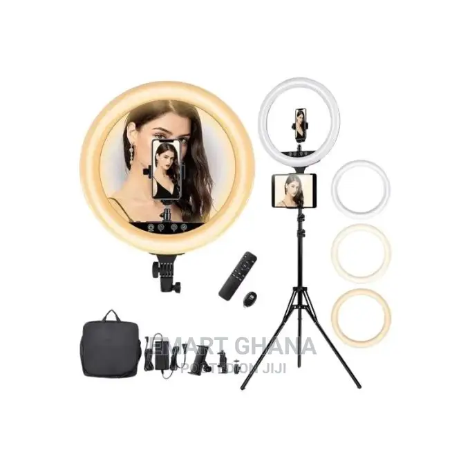 18 Inch Dimmable Ring Light With 2.1m Tripod Stand - Black