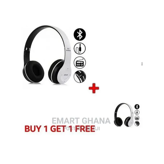 P47 Wireless Bluetooth Headphone Buy 1 Get 1 Free - White