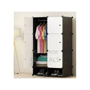 6 Cubes Plastic Wardrobe With Shoe Rack - Black/White