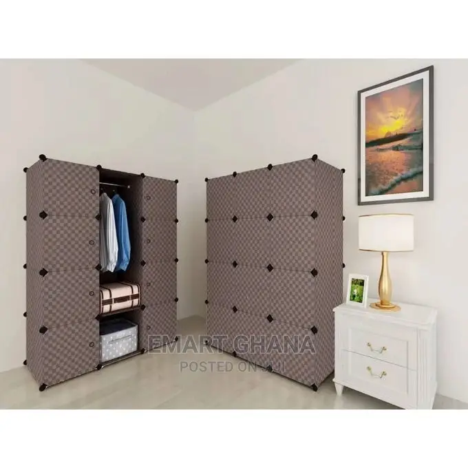Lindy 12 Cubes Wardrobe 8 Doors - Brown