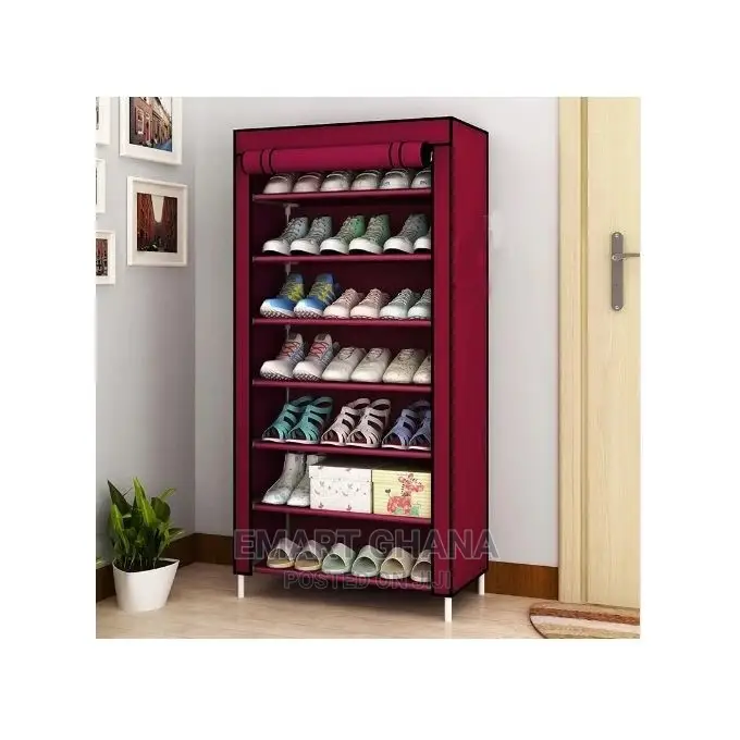 7 Tier Shoe Rack - Wine Red
