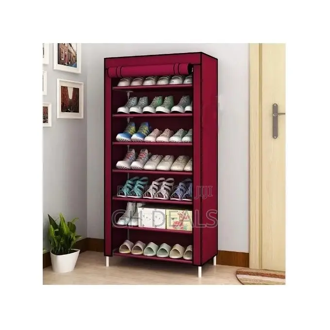7 Tier Shoe Rack - Wine Red