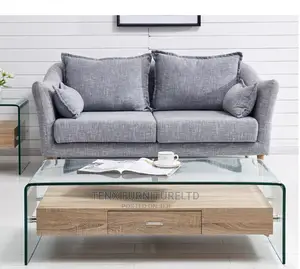 Coffee Table Glass Top With 2-Drawer