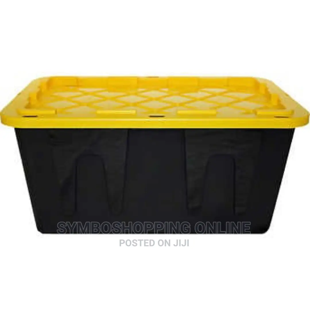 Black and Yellow Greenmade Storage Bin With Lid, 27 Gallon