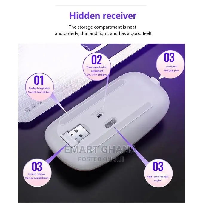 Colorful LED 2.4G Rechargeable Ultra-Thin Wireless Mouse - S