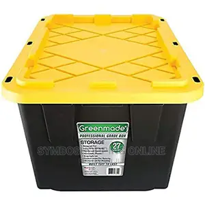 Black and Yellow Greenmade Storage Bin With Lid, 27 Gallon