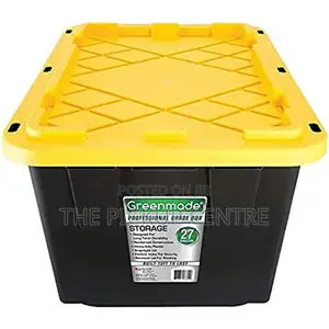 Black and Yellow Greenmade Storage Bin With Lid, 27 Gallon