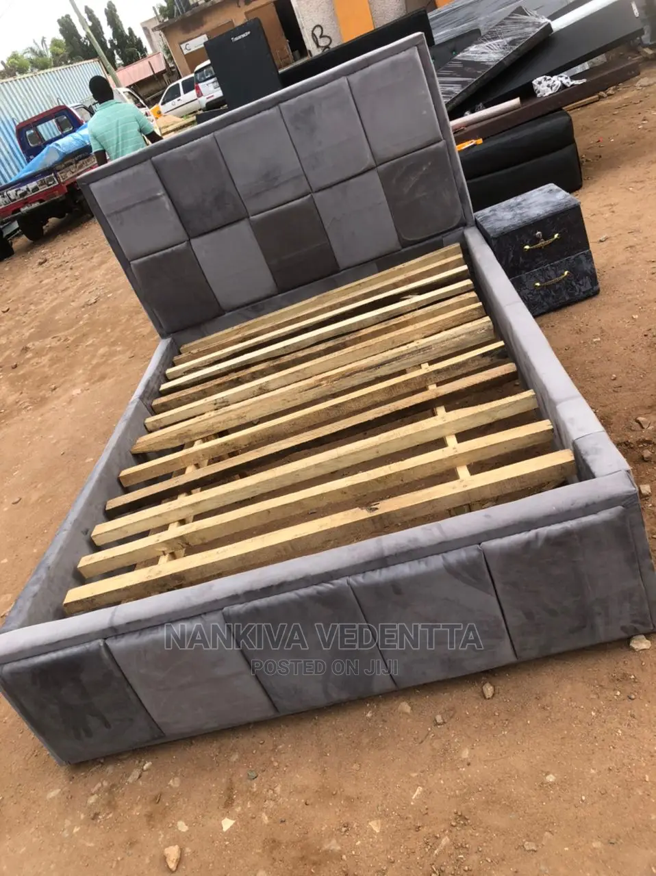 Double Bed Frame With Side Drawn