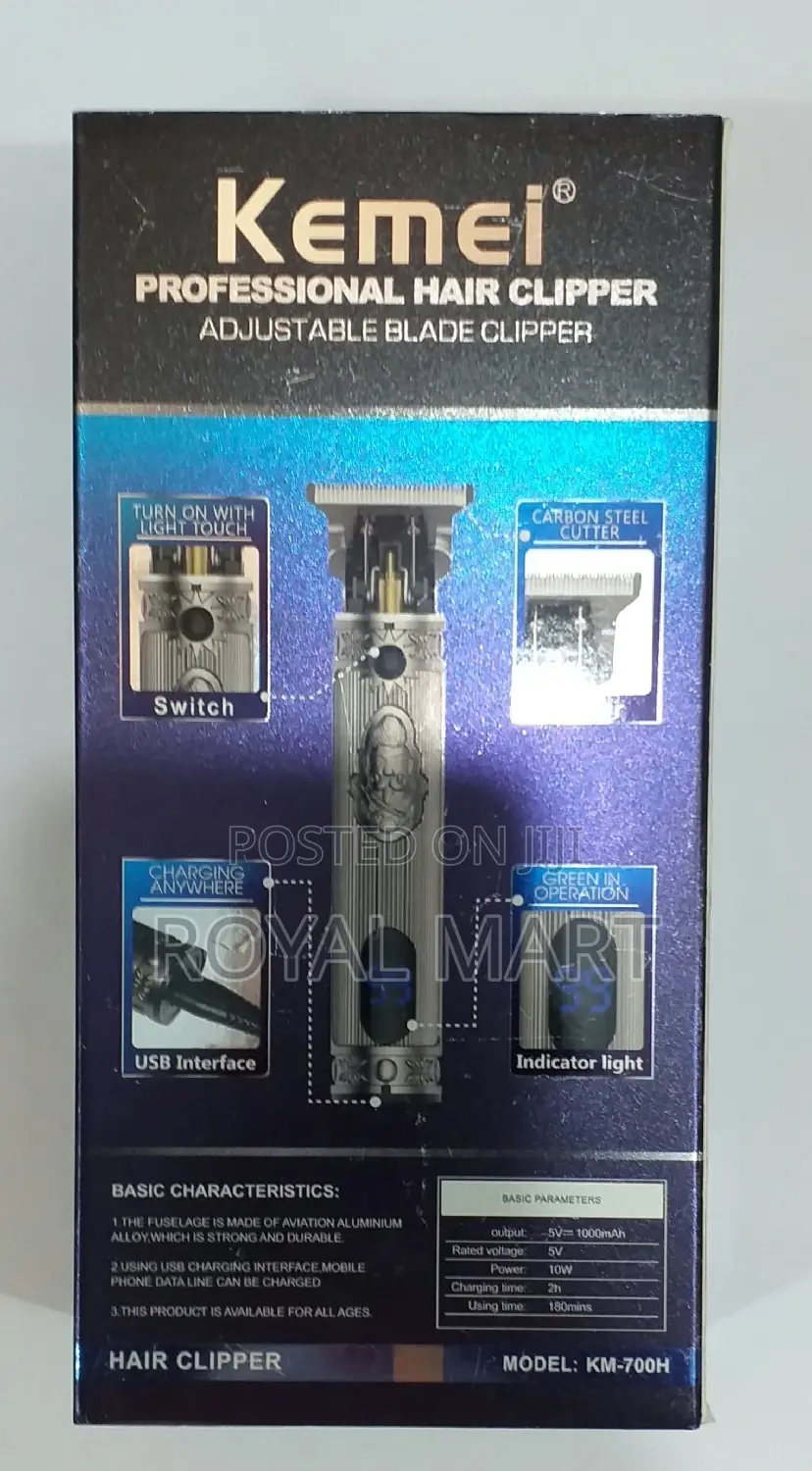 Metal Cordless Kemei Professional Rechargeable Clipper