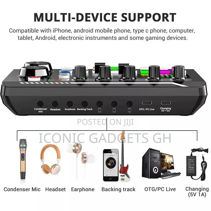 Mixer, Portable ALL-IN-ONE Audio Studio Mixer Interface