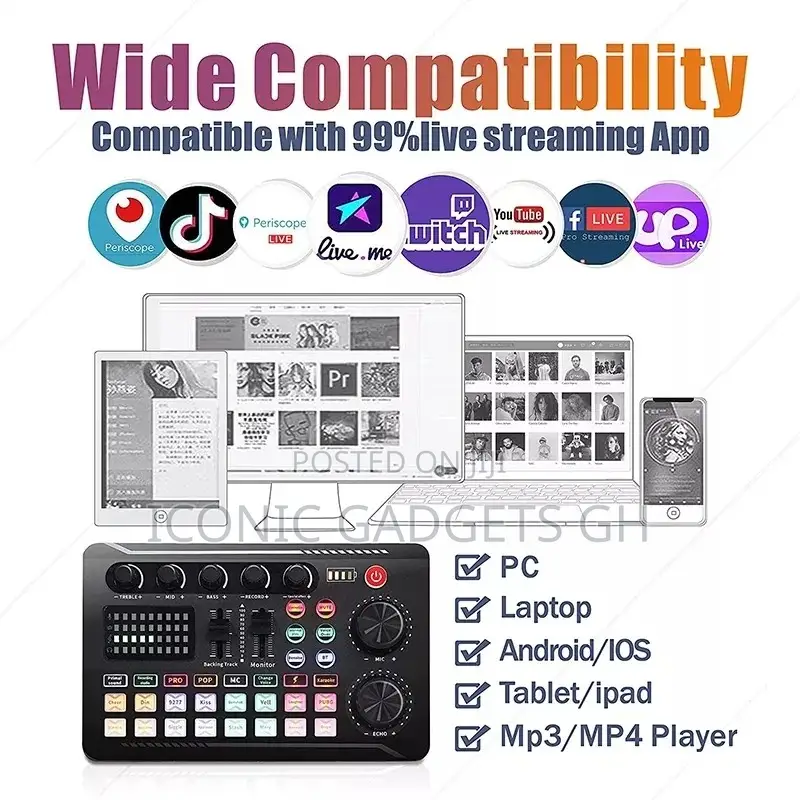 Mixer, Portable ALL-IN-ONE Audio Studio Mixer Interface