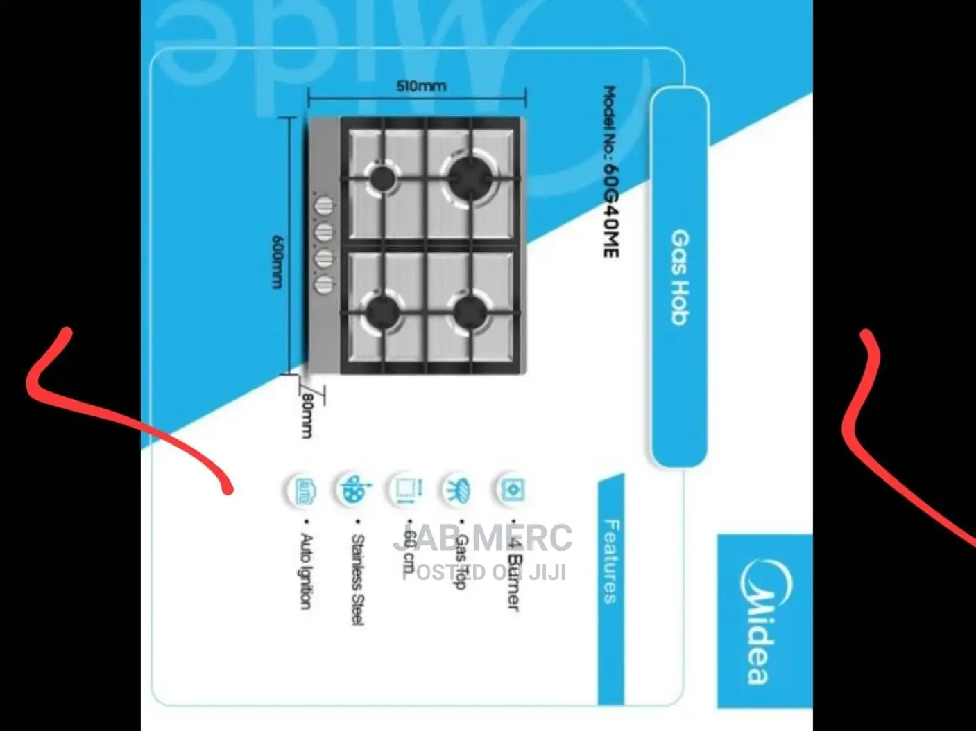 Midea Original 60cm Hob 4 Burners Stove New Built in Discount Price