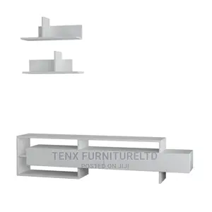 TV STAND (2 Piece Suspending Shelves ) WHITE