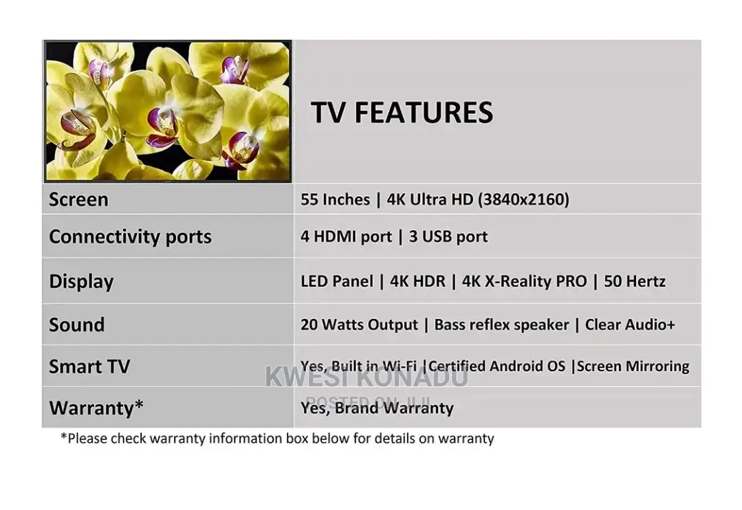 Sony Bravia 55 Smart Android Television
