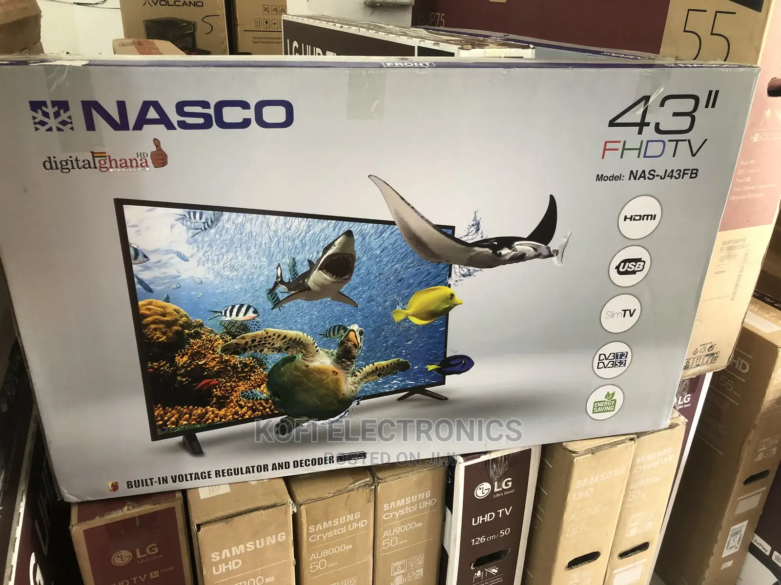 Nasco 43" Satellite Digital LED TV - Black + Wall Mount