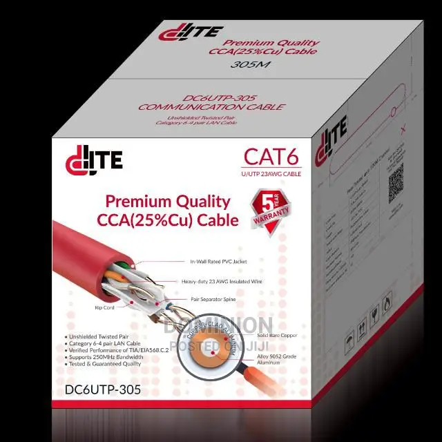 Dlite Cat6(D-Link) Premium Quality Cca(25%Cu) Cable 305m Dc6