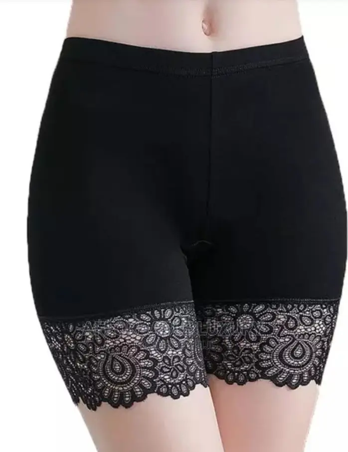 Antiexposure Plus Size Soft Lace Flower Pattern Panty Shorts