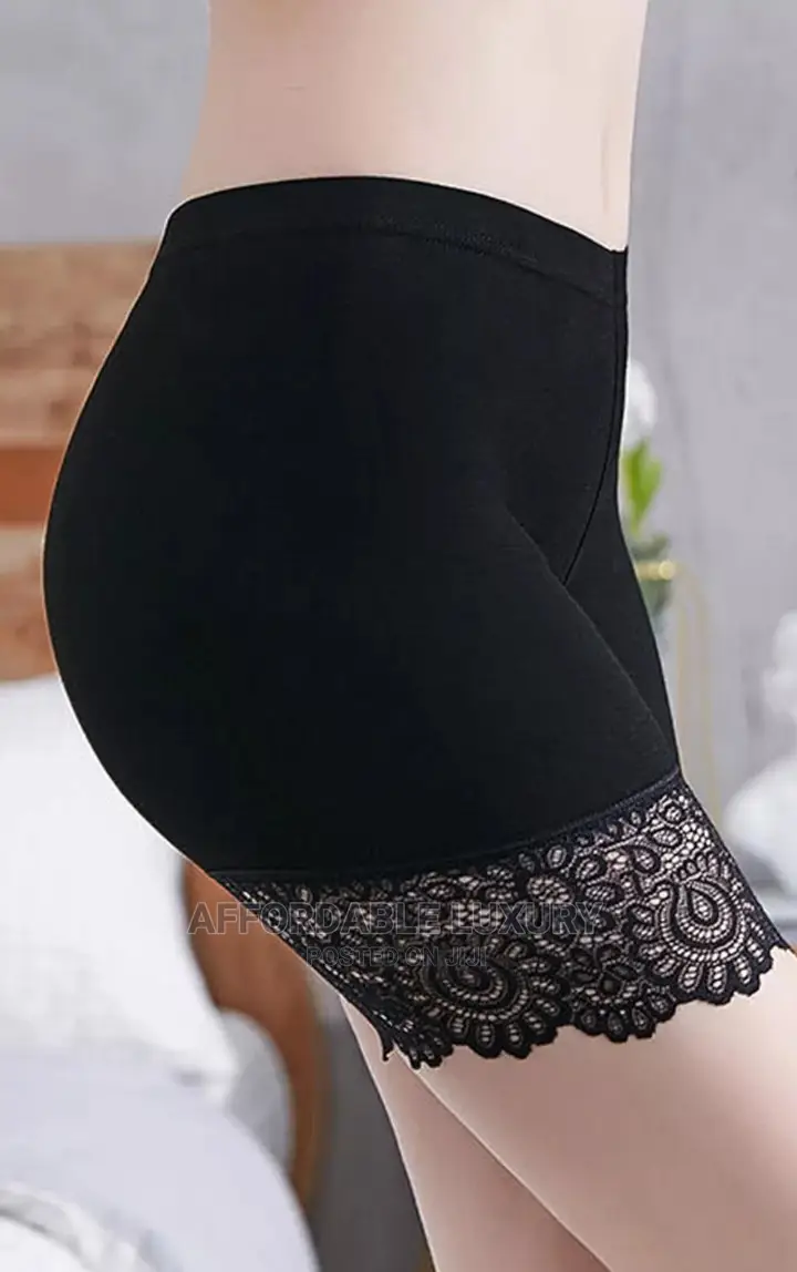 Antiexposure Plus Size Soft Lace Flower Pattern Panty Shorts