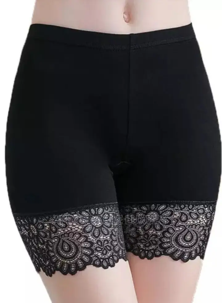 Antiexposure Plus Size Soft Lace Flower Pattern Panty Shorts