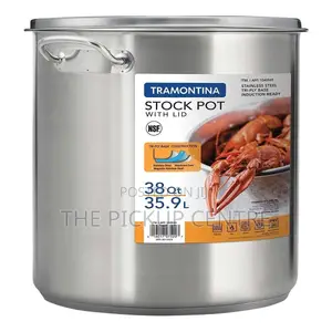 Tramontina Covered Stock Pot Stainless Steel 38 Qt, 35.9l