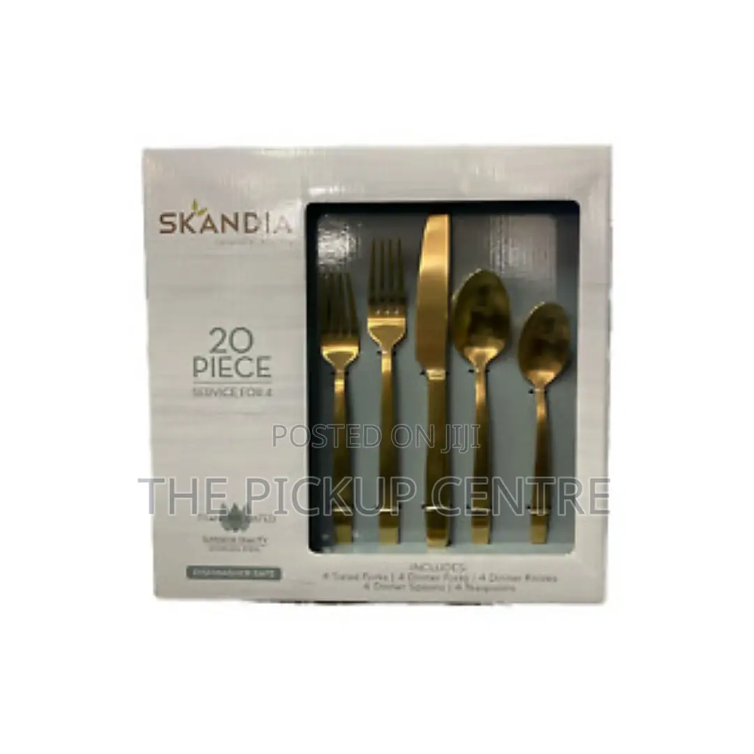 20 Pc Skandia Flatware Satin Gold Service for 4