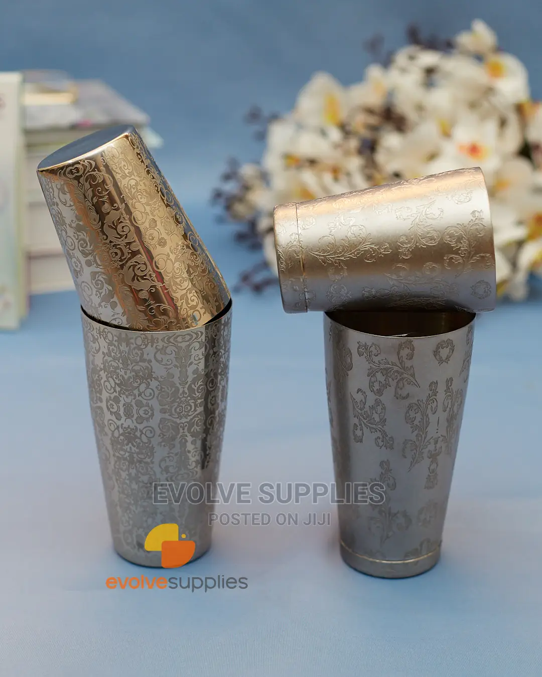 Flower Engraved Cocktail Shaker