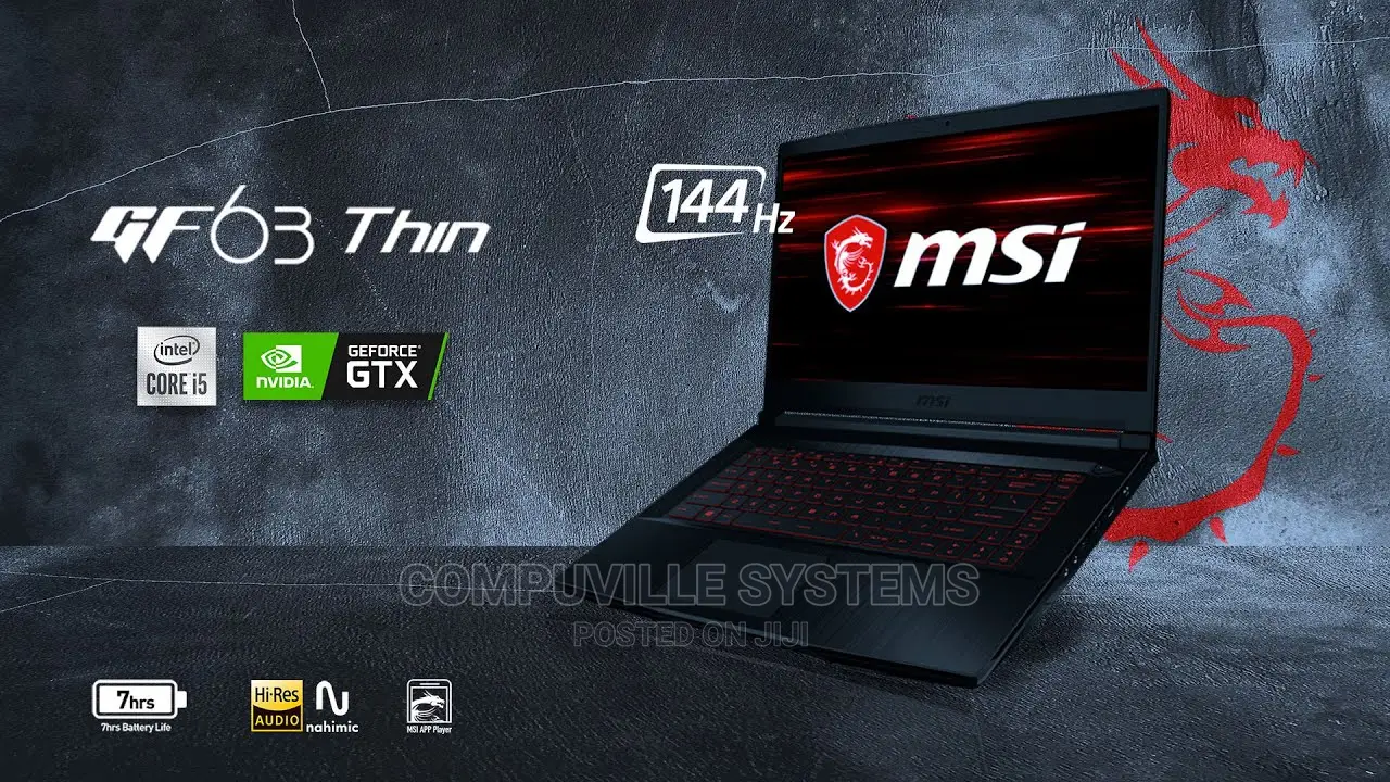 New Laptop MSI GF63 8GB Intel Core I5 SSD 256GB