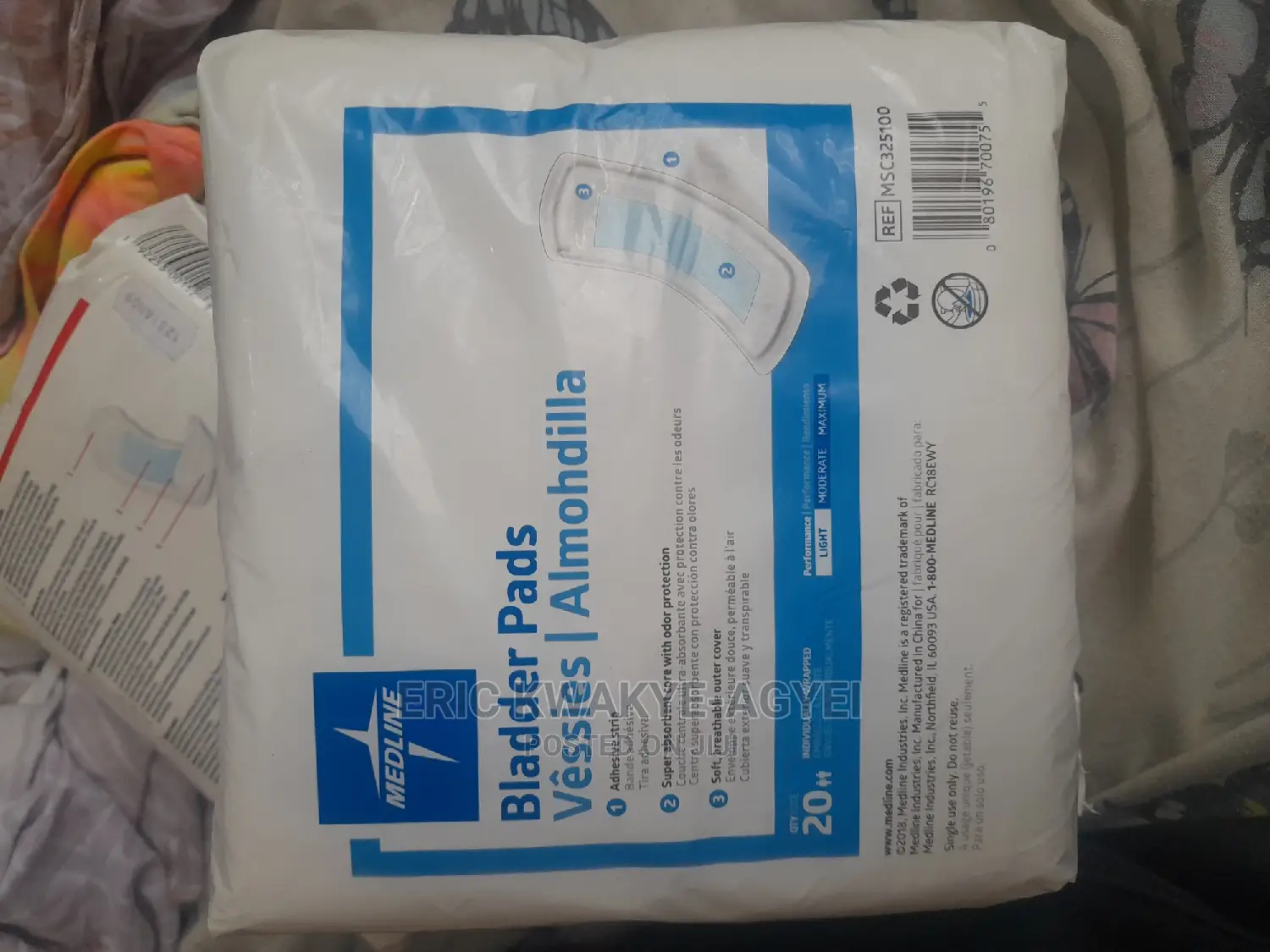 Medline Bladder Pads, Light Absorbency, 20/Bag, One Bag