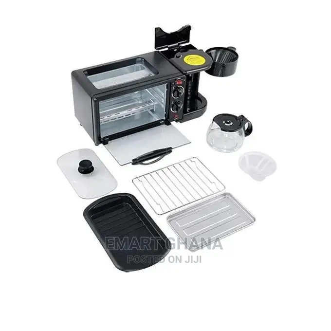 3 in 1 Breakfast Electric Toaster Oven Coffee Maker - 9L