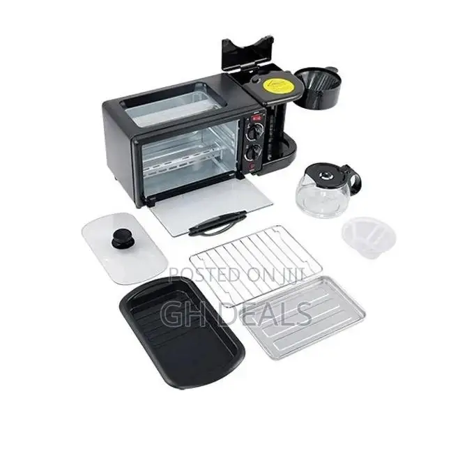 3 in 1 Breakfast Electric Toaster Oven Coffee Maker - 9L