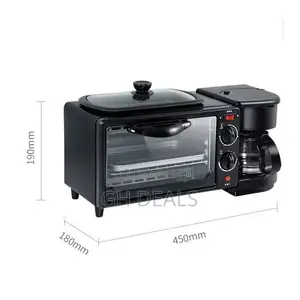 3 in 1 Breakfast Electric Toaster Oven Coffee Maker - 9L