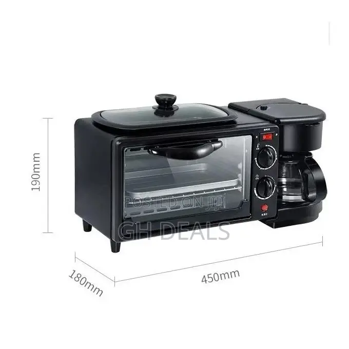 3 in 1 Breakfast Electric Toaster Oven Coffee Maker - 9L