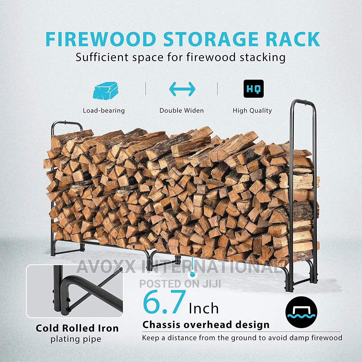 VIVOHOME 8ft Heavy Duty Indoor Outdoor Firewood Storage Rack
