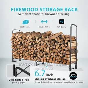 VIVOHOME 8ft Heavy Duty Indoor Outdoor Firewood Storage Rack