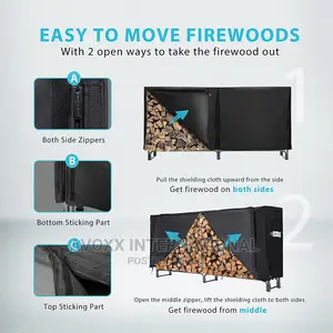 VIVOHOME 8ft Heavy Duty Indoor Outdoor Firewood Storage Rack